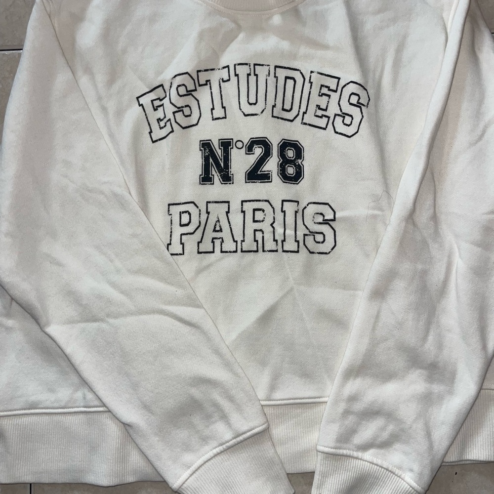 H&M White Crewneck Sweater with Paris Print